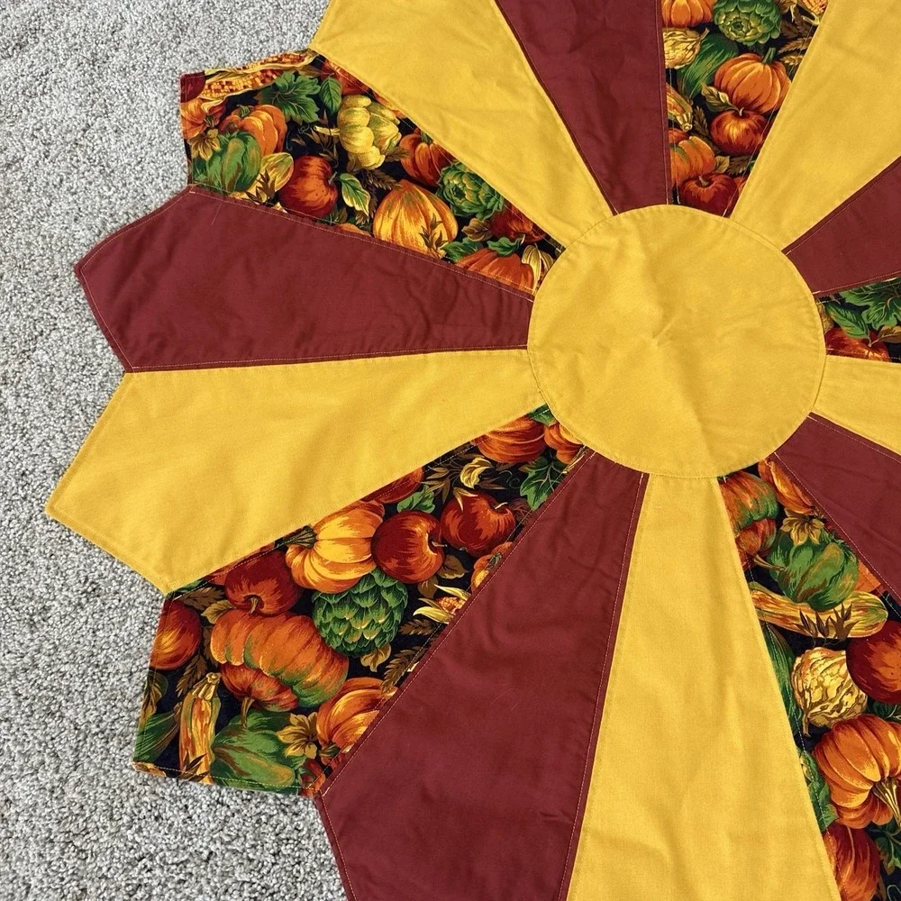 Vintage Handmade Quilted Star Shape Fall Table Topper Centerpiece 36
